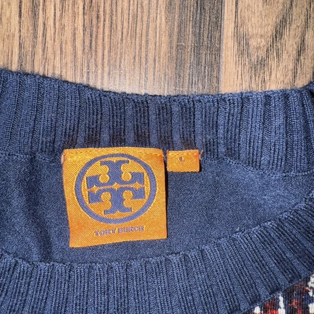 Tory Burch Wool Blend Sweater Round Neck Long Sleeve Multicolor Women's Large